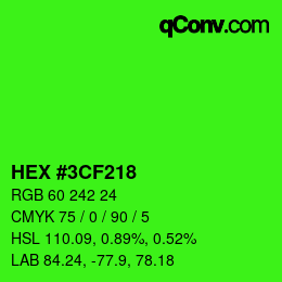 颜色代码: HEX #3CF218 | qconv.com