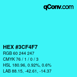 颜色代码: HEX #3CF4F7 | qconv.com