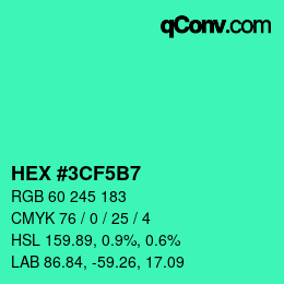 カラーコード: HEX #3CF5B7 | qconv.com