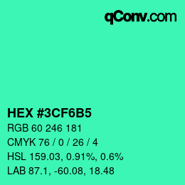 颜色代码: HEX #3CF6B5 | qconv.com