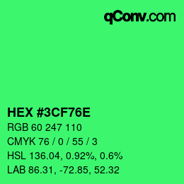 Color code: HEX #3CF76E | qconv.com