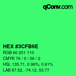 Color code: HEX #3CFB6E | qconv.com