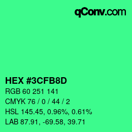 Color code: HEX #3CFB8D | qconv.com