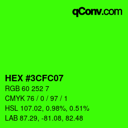 Color code: HEX #3CFC07 | qconv.com