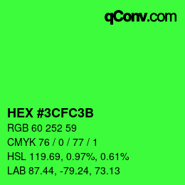 Color code: HEX #3CFC3B | qconv.com