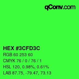 Color code: HEX #3CFD3C | qconv.com