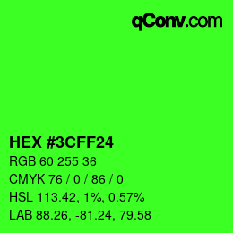Color code: HEX #3CFF24 | qconv.com