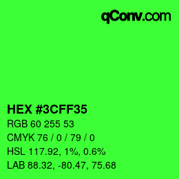 Color code: HEX #3CFF35 | qconv.com