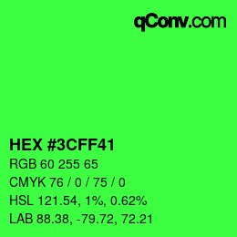 Color code: HEX #3CFF41 | qconv.com