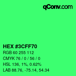 Color code: HEX #3CFF70 | qconv.com