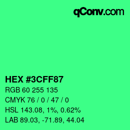 Color code: HEX #3CFF87 | qconv.com