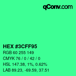 Color code: HEX #3CFF95 | qconv.com