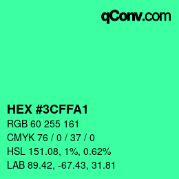 Color code: HEX #3CFFA1 | qconv.com