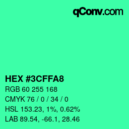 Color code: HEX #3CFFA8 | qconv.com