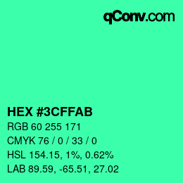 Color code: HEX #3CFFAB | qconv.com