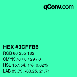 颜色代码: HEX #3CFFB6 | qconv.com