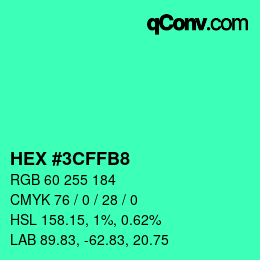 Color code: HEX #3CFFB8 | qconv.com