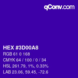 Color code: HEX #3D00A8 | qconv.com