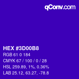 颜色代码: HEX #3D00B8 | qconv.com