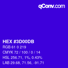 颜色代码: HEX #3D00DB | qconv.com