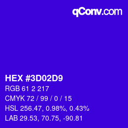 Color code: HEX #3D02D9 | qconv.com
