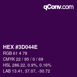 Color code: HEX #3D044E | qconv.com