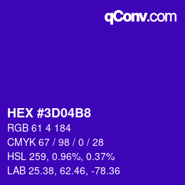 Color code: HEX #3D04B8 | qconv.com
