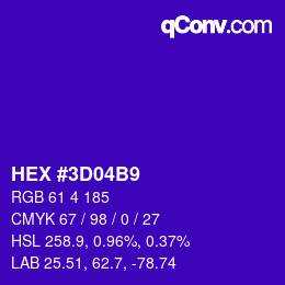 Color code: HEX #3D04B9 | qconv.com