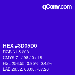 カラーコード: HEX #3D05D0 | qconv.com