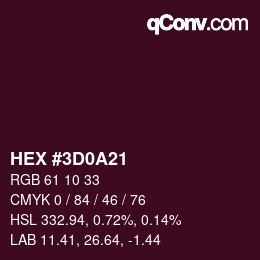 Código de color: HEX #3D0A21 | qconv.com