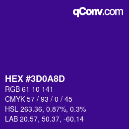 Color code: HEX #3D0A8D | qconv.com