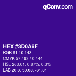 颜色代码: HEX #3D0A8F | qconv.com