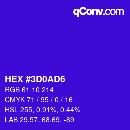 Color code: HEX #3D0AD6 | qconv.com