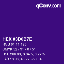 Color code: HEX #3D0B7E | qconv.com