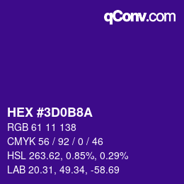 颜色代码: HEX #3D0B8A | qconv.com