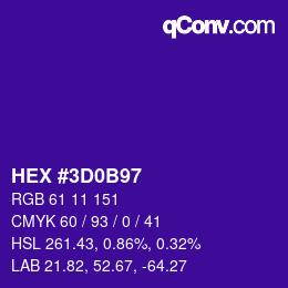 Color code: HEX #3D0B97 | qconv.com