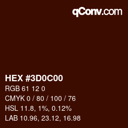 Color code: HEX #3D0C00 | qconv.com