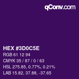 Color code: HEX #3D0C5E | qconv.com