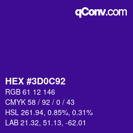 颜色代码: HEX #3D0C92 | qconv.com