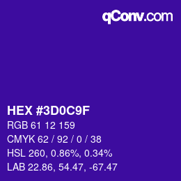 Color code: HEX #3D0C9F | qconv.com