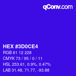 カラーコード: HEX #3D0CE4 | qconv.com