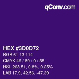 Color code: HEX #3D0D72 | qconv.com