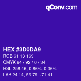 カラーコード: HEX #3D0DA9 | qconv.com