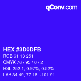 Color code: HEX #3D0DFB | qconv.com