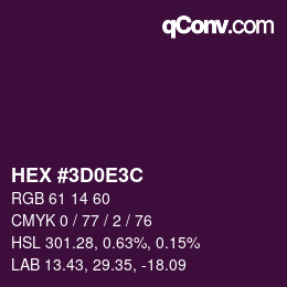 カラーコード: HEX #3D0E3C | qconv.com