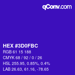 カラーコード: HEX #3D0FBC | qconv.com