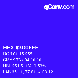 Color code: HEX #3D0FFF | qconv.com