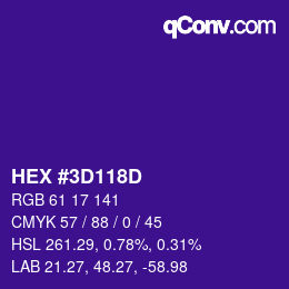 Color code: HEX #3D118D | qconv.com