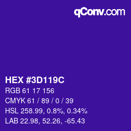 Color code: HEX #3D119C | qconv.com