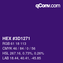カラーコード: HEX #3D1271 | qconv.com